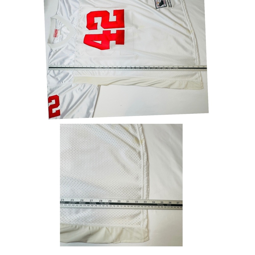 Mitchell Ness Ronnie Lott 42 San Francisco 49ers Football Jersey White Red Men - Picture 10 of 12
